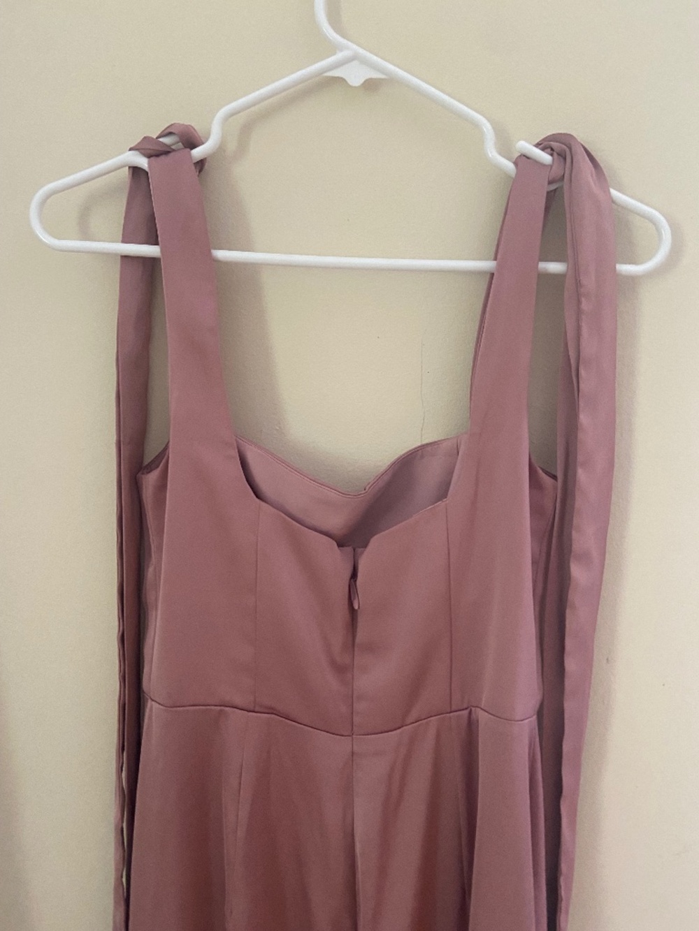Azazie Frostine Stretch - Dusty Rose - A-Line Bow - Stretch Satin Dress - Picture 8 of 9